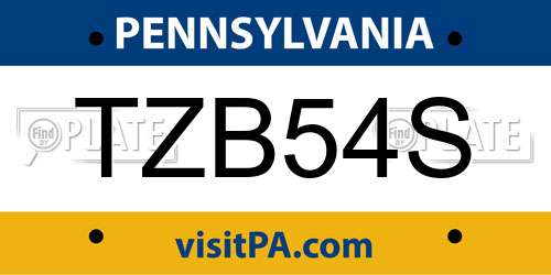 TZB54S Pennsylvania License Plate