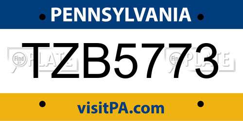 TZB5773 Pennsylvania License Plate