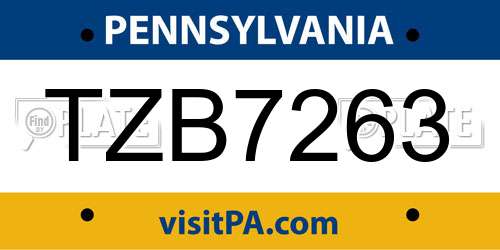 TZB7263 Pennsylvania License Plate