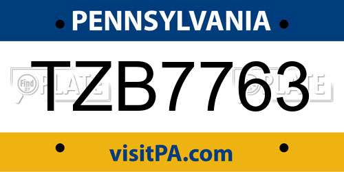TZB7763 Pennsylvania License Plate