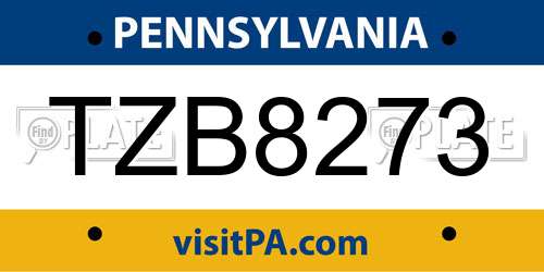TZB8273 Pennsylvania License Plate