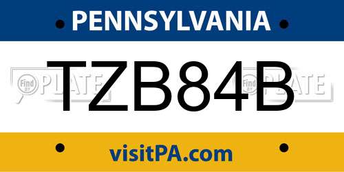 TZB84B Pennsylvania License Plate