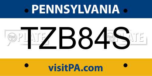 TZB84S Pennsylvania License Plate