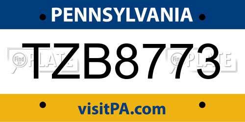 TZB8773 Pennsylvania License Plate