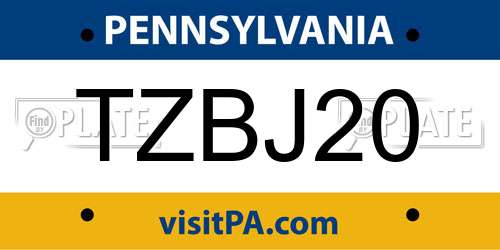 TZBJ20 Pennsylvania License Plate