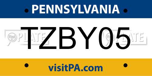 TZBY05 Pennsylvania License Plate
