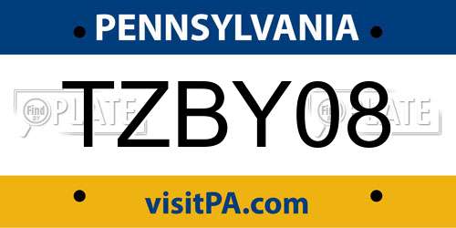 TZBY08 Pennsylvania License Plate