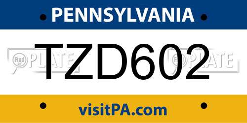 TZD602 Pennsylvania License Plate