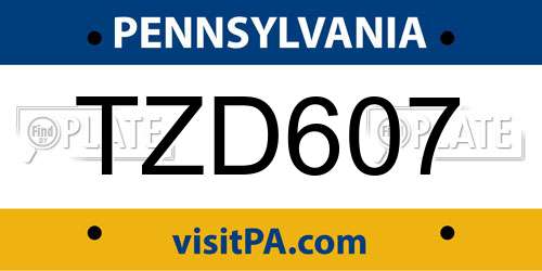 TZD607 Pennsylvania License Plate