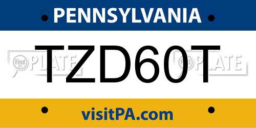 TZD60T Pennsylvania License Plate