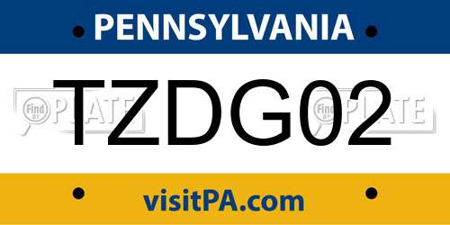 TZDG02 Pennsylvania License Plate