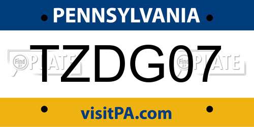 TZDG07 Pennsylvania License Plate
