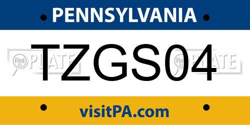 TZGS04 Pennsylvania License Plate