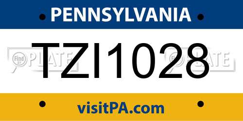 TZI1028 Pennsylvania License Plate