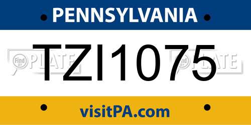 TZI1075 Pennsylvania License Plate