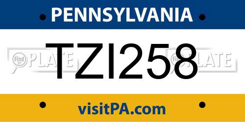 TZI258 Pennsylvania License Plate