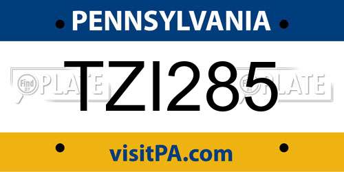 TZI285 Pennsylvania License Plate