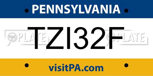 TZI32F Pennsylvania License Plate