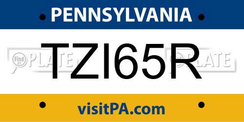TZI65R Pennsylvania License Plate