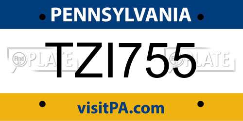 TZI755 Pennsylvania License Plate