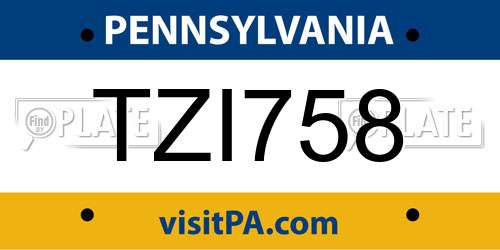 TZI758 Pennsylvania License Plate