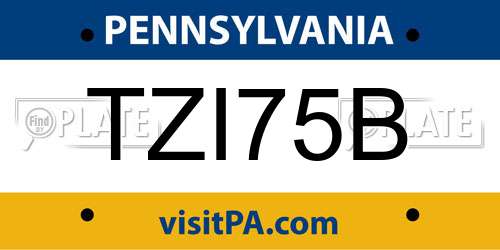TZI75B Pennsylvania License Plate