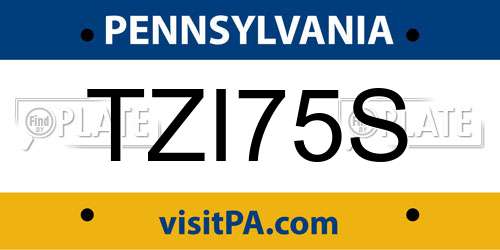 TZI75S Pennsylvania License Plate