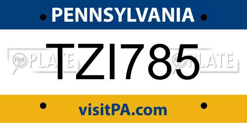 TZI785 Pennsylvania License Plate