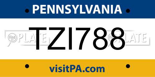 TZI788 Pennsylvania License Plate