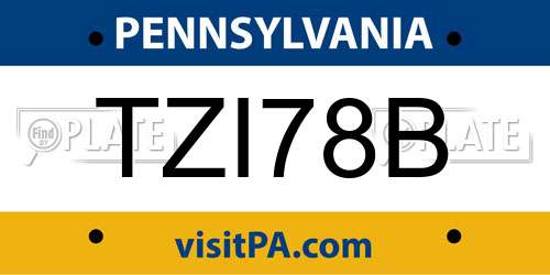 TZI78B Pennsylvania License Plate