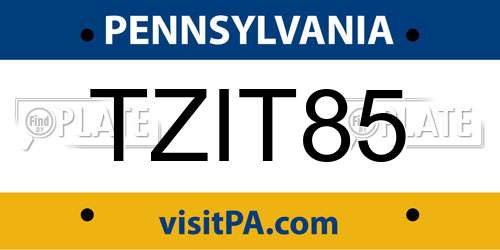 TZIT85 Pennsylvania License Plate