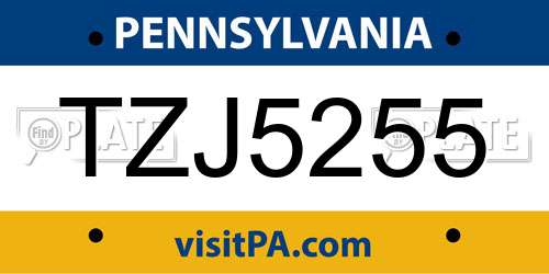 TZJ5255 Pennsylvania License Plate