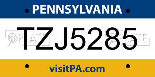 TZJ5285 Pennsylvania License Plate