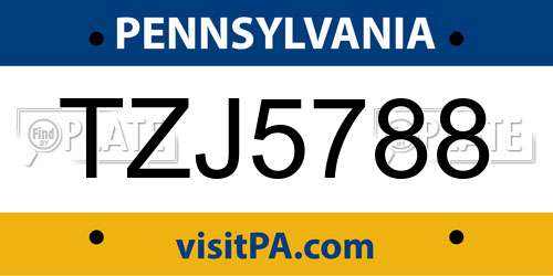 TZJ5788 Pennsylvania License Plate