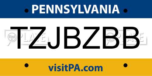 TZJBZBB Pennsylvania License Plate