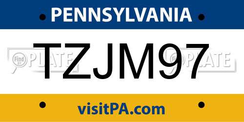 TZJM97 Pennsylvania License Plate