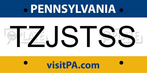 TZJSTSS Pennsylvania License Plate