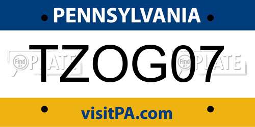 TZOG07 Pennsylvania License Plate
