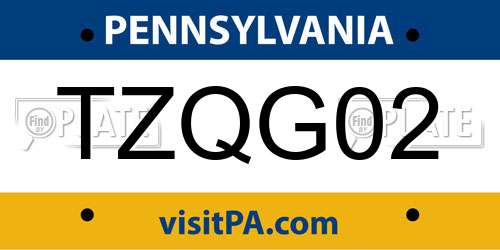 TZQG02 Pennsylvania License Plate
