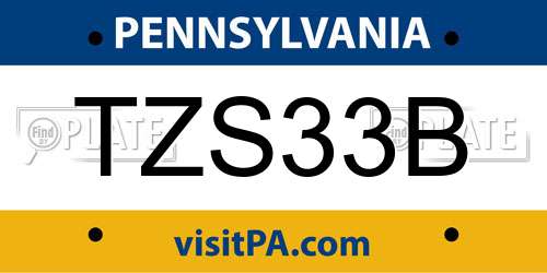 TZS33B Pennsylvania License Plate