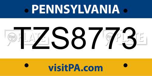 TZS8773 Pennsylvania License Plate