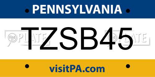 TZSB45 Pennsylvania License Plate