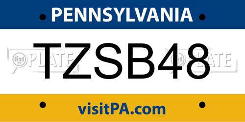 TZSB48 Pennsylvania License Plate