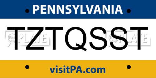 TZTQSST Pennsylvania License Plate