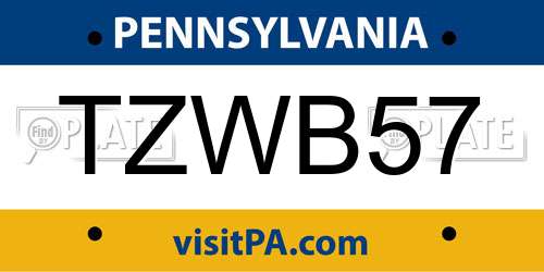 TZWB57 Pennsylvania License Plate