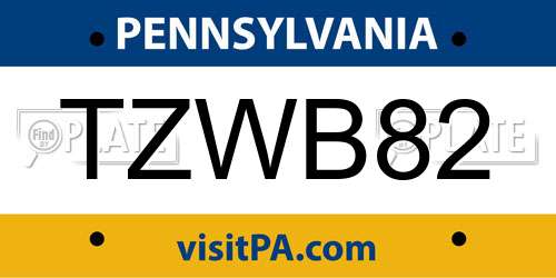 TZWB82 Pennsylvania License Plate