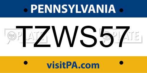 TZWS57 Pennsylvania License Plate