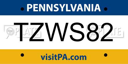 TZWS82 Pennsylvania License Plate