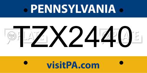 TZX2440 Pennsylvania License Plate