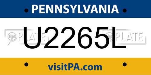 U2265L Pennsylvania License Plate